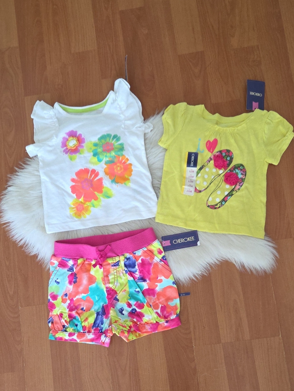 Cherokee Girls Floral Tee Shorts Set Top 12 18 Months